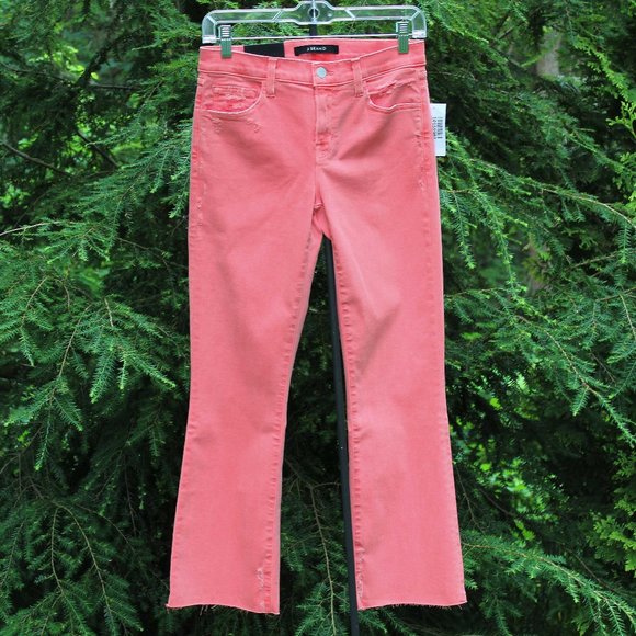 J Brand Selena Distressed Pink Bootcut Crop Jeans  NWT - Picture 1 of 7